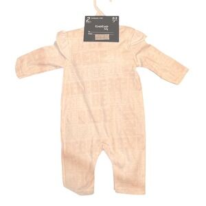 Bebe Baby Girls Pink Logo Jumpsuit and Headband 2 Piece Set 0-3 Months - NWT